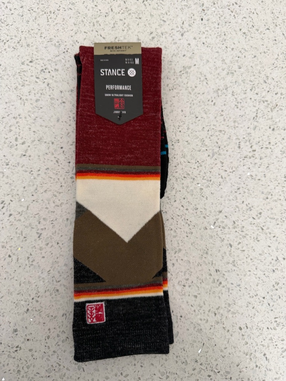Stance Men's Crew Socks — Maroon, Brown & Black with Cream Accents